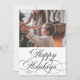 Minimal Elegant Happy Holidays 1 Photo Christmas  Holiday Card