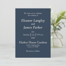 Minimal Elegant Harbor Blue Invitation