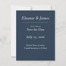Minimal Elegant Harbor Blue Save the Date