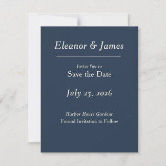 Minimal Elegant Harbor Blue Save the Date