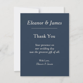 Minimal Elegant Harbor Blue Wedding Thank You Card