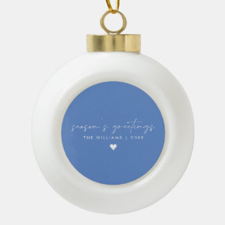 Minimal Elegant Heart Illustration Script Family Ceramic Ball Christmas Ornament