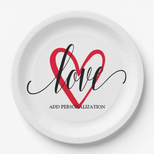 Minimal Elegant Heart Paper Plates