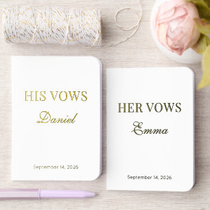 Minimal Elegant His/Hers Modern Wedding Foil Vow Books