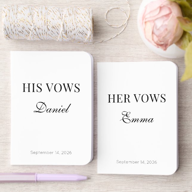 Minimal Elegant His/Hers Modern Wedding Vow Books  (Wedding)
