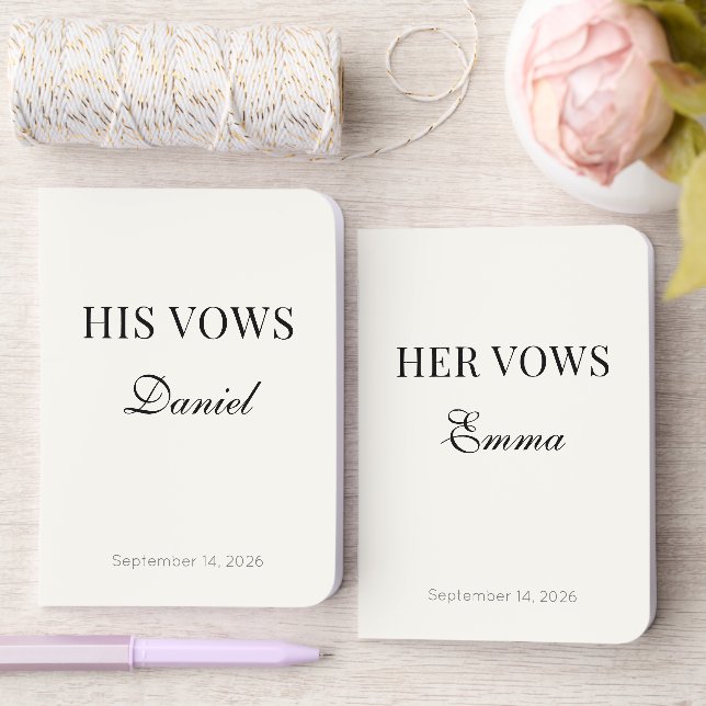 Minimal Elegant His/Hers Modern Wedding Vow Books  (Wedding)