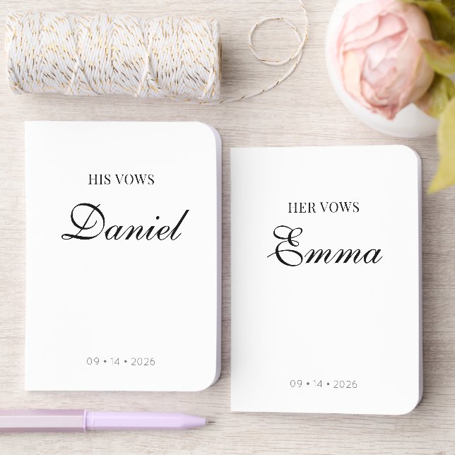 Minimal Elegant His/Hers Modern Wedding Vow Books  (Wedding)
