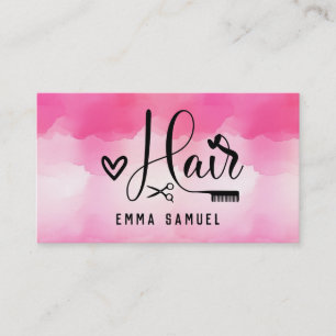 Minimal Elegant Hot Pink Hairstylist Business Card