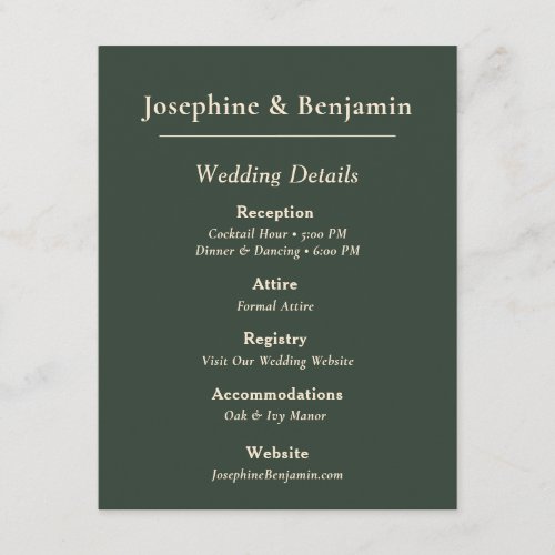 Minimal Elegant Hunter Green Details Card