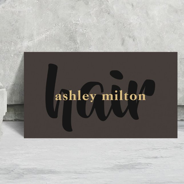 Minimal Elegant Ivory Black Golden Hair Stylist Business Card (Creator Uploaded)
