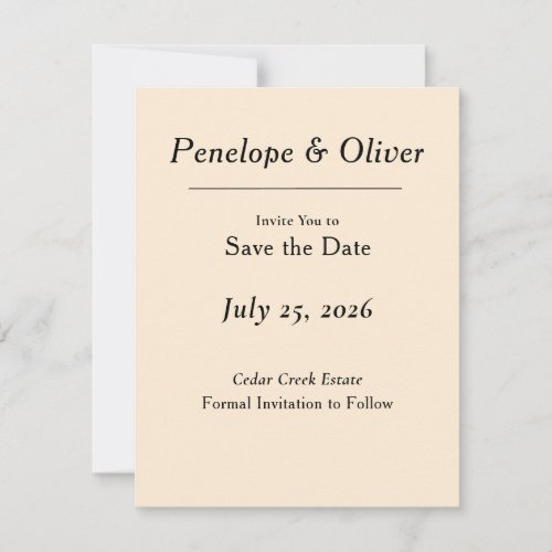 Minimal Elegant Ivory Save the Date Card