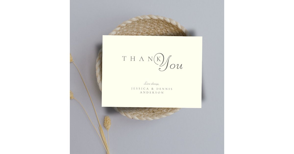 Minimal Elegant Ivory Typography Script Wedding Thank You Card | Zazzle