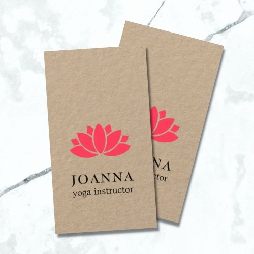 Minimal Elegant Kraft Red Lotus Yoga Business Card