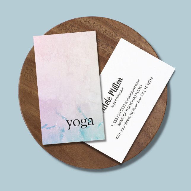 Minimal Elegant Light Pastel Yoga Instructor Business Card (Creator Uploaded)