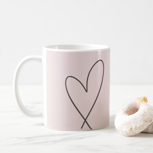 Minimal Elegant Line Art Heart Wedding Blush Pink Coffee Mug
