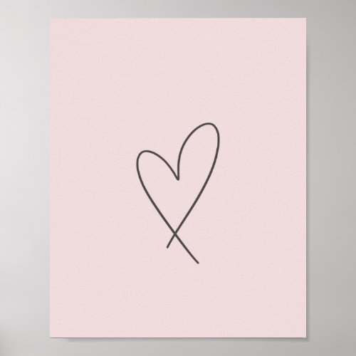 Minimal Elegant Line Art Heart Wedding Blush Pink Poster