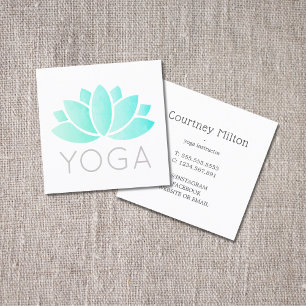 Minimal Elegant Lotus Icon Clean White Square Business Card