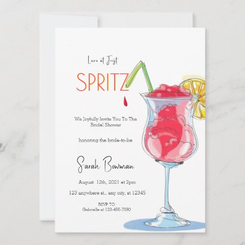 Minimal Elegant Love at First Spritz Bridal Shower Invitation