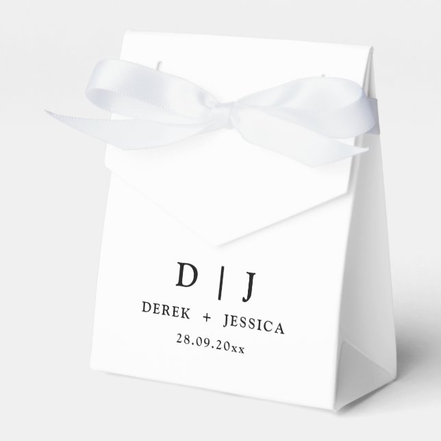 Minimal Elegant Luxury Black & White Wedding  Favor Boxes (Front Side)