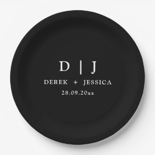 Minimal Elegant Luxury Black & White Wedding  Paper Plates
