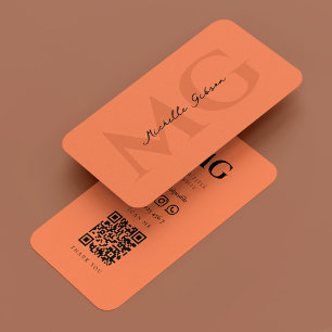 Minimal Elegant Marine Coral Modern Monogram Business Card