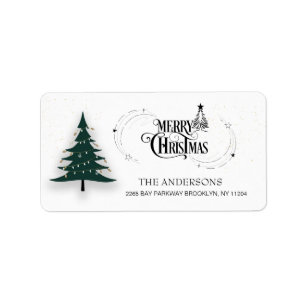 Minimal Elegant Merry Christmas Tree Return Label