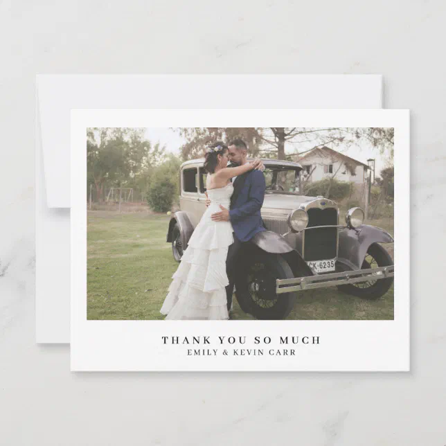 Minimal Elegant Modern Photo Simple Wedding Thank You Card | Zazzle