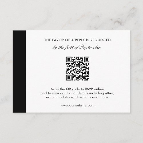 Minimal Elegant Modern QR Code Wedding RSVP Card