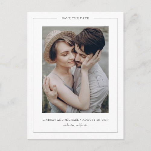 Minimal Elegant Modern Simple Save the Date Photo Announcement Postcard