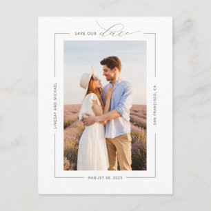 Minimal Elegant Modern Simple Save the Date Photo Announcement Postcard