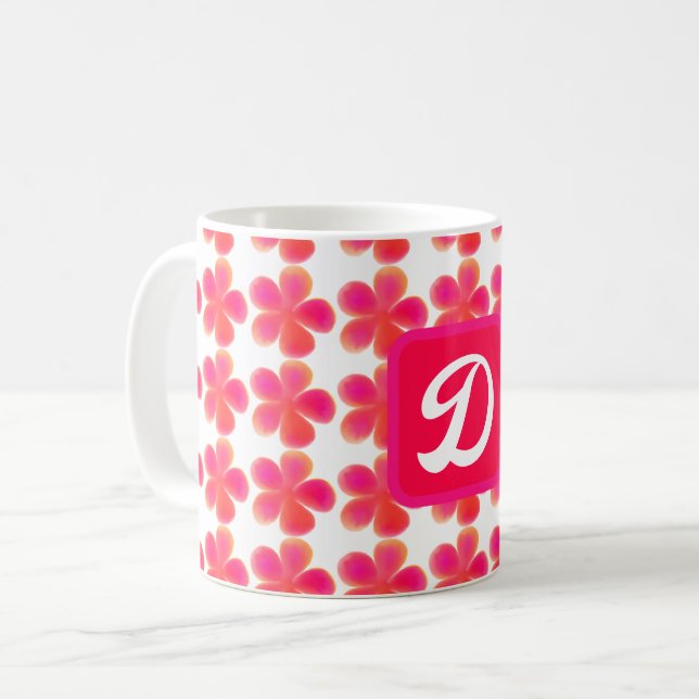 minimal elegant monogram botanical floral pattern  coffee mug (Front Left)