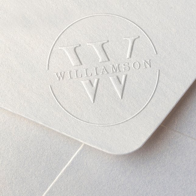 Minimal Elegant Monogram Family Name Circle Crest Embosser (Creator Uploaded)