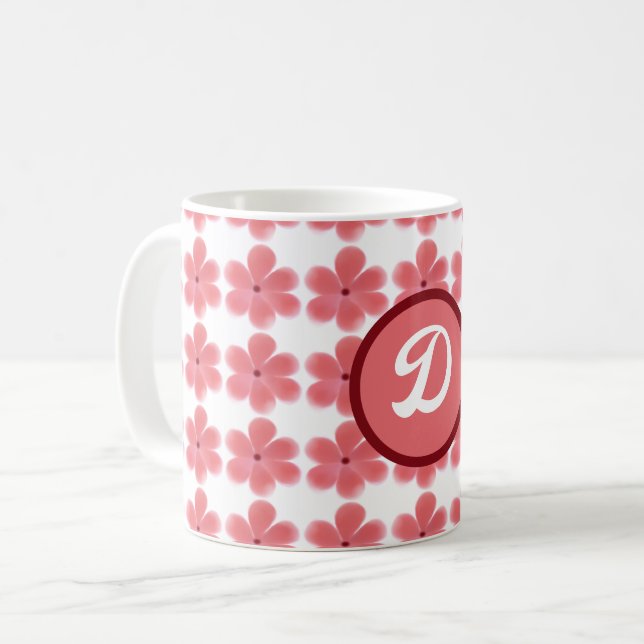 minimal elegant monogram orange Botanical pattern Coffee Mug (Front Left)