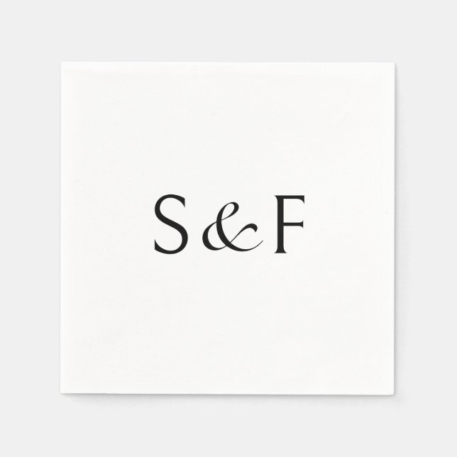 Minimal Elegant Monogram Script Wedding Napkins (Front)