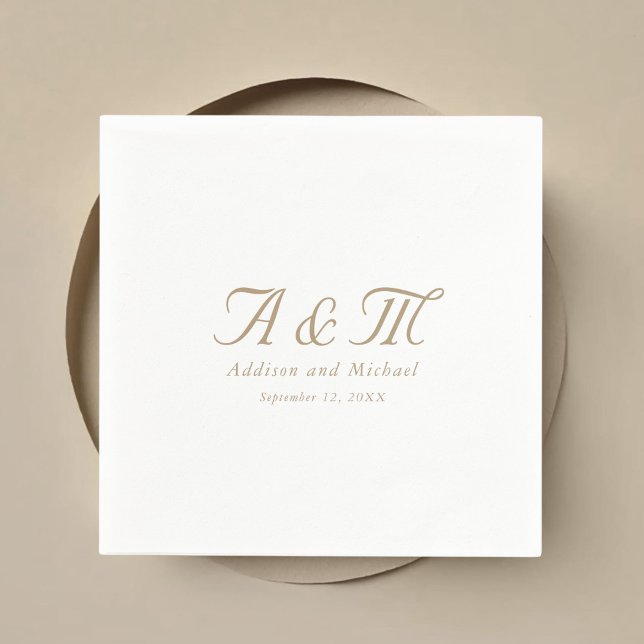 Minimal, Elegant, Monogram Wedding Napkins (Minimal, Elegant, Monogram Wedding Napkins with your name and date.)