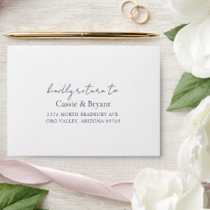Minimal Elegant Navy Blue Return Invitation Envelope