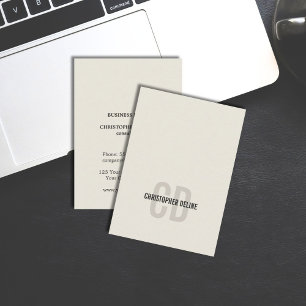 Minimal Elegant Old White Monogram Consultant Business Card