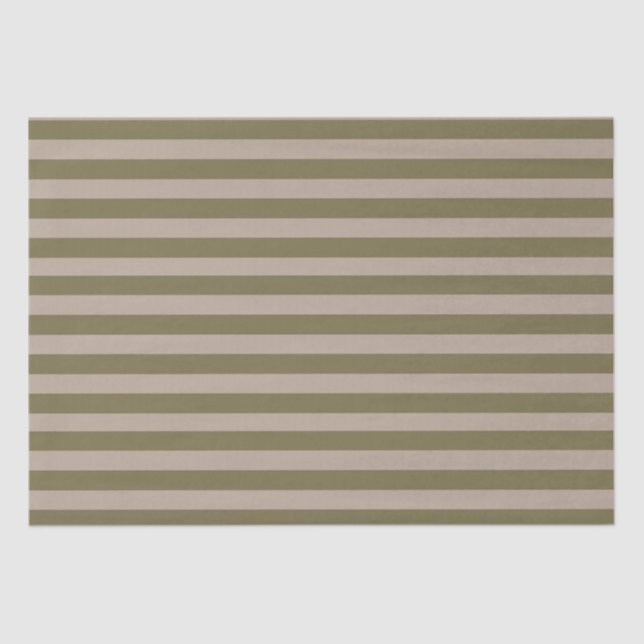 Minimal Elegant Olive Green Beige Stripes Tissue Paper (Front)
