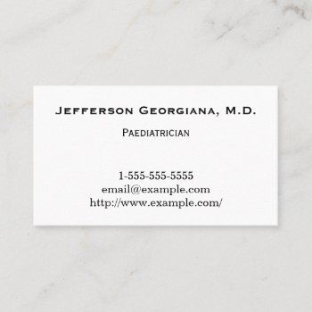 Minimal & Elegant Paediatrician Business Card by AponxDesigns at Zazzle