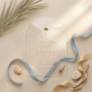 Minimal Elegant Palm Tree Acrylic Save the Date