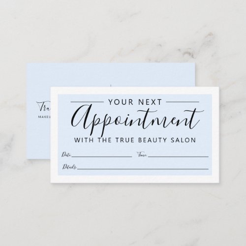 Minimal Elegant Pastel Blue White Border Script Appointment Card