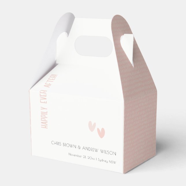 Minimal Elegant Pastel Dusky Pink Hearts Wedding Favor Boxes (Front Side)