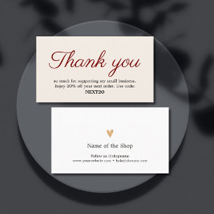 Minimal Elegant Pastel White Red Shop Coupon Thank