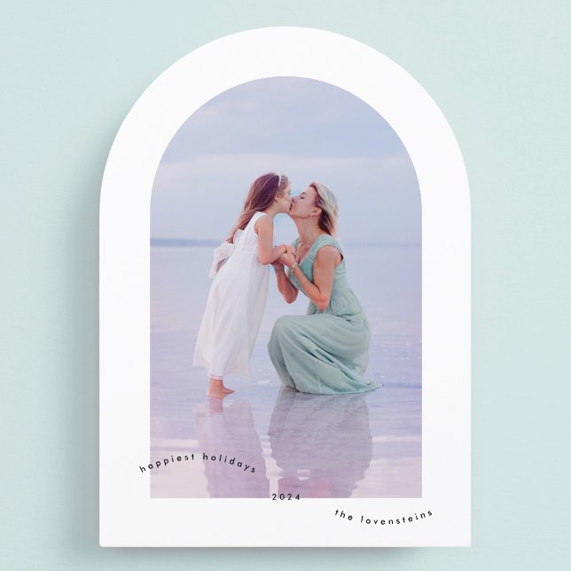 Minimal Elegant Photo Happiest Arch Christmas Card (Creator Uploaded)