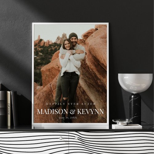 Minimal  Elegant Photo Monogram Wedding Poster