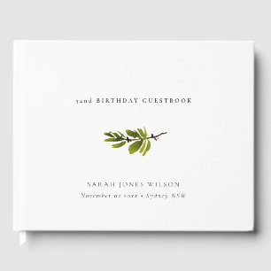 Minimal Elegant Pine Branch Any Age Birthday Guest Book