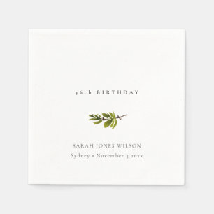 Minimal Elegant Pine Branch Any Age Birthday Napkins