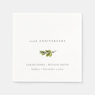 Minimal Elegant Pine Branch Any Year Anniversary Napkins