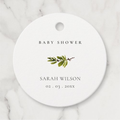 Minimal Elegant Pine Tree Branch Baby Shower Favor Tags