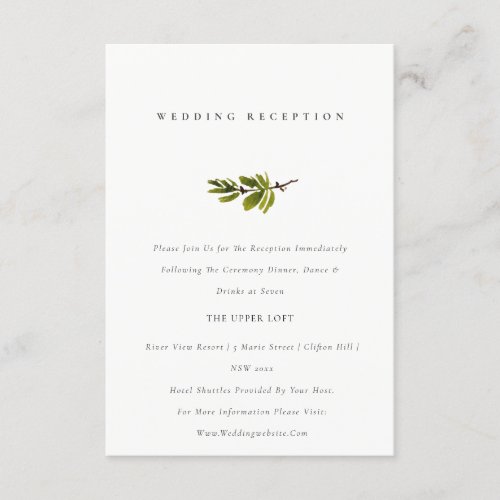 Minimal Elegant Pine Tree Branch Wedding Reception Enclosure Card